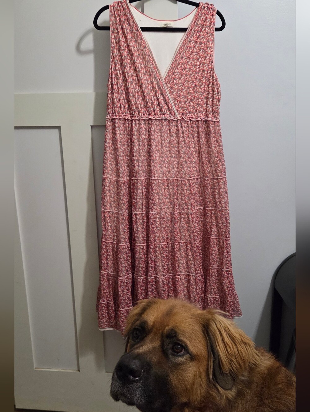 Max Studio Pink Floral Midi Faux Wrap Dress